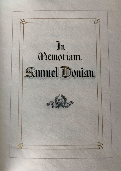 In Memoriam Samuel Donian